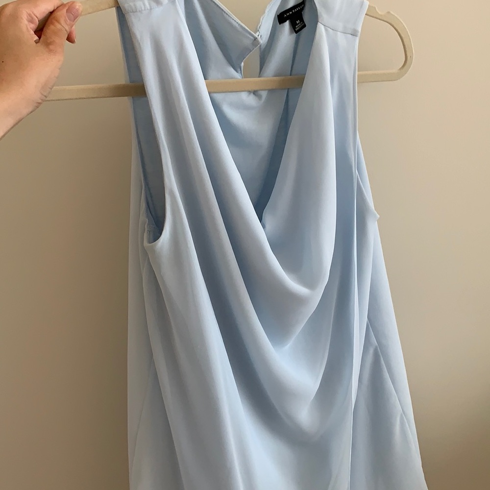 Ann Taylor Sky Blue Draped Sleeveless Blouse